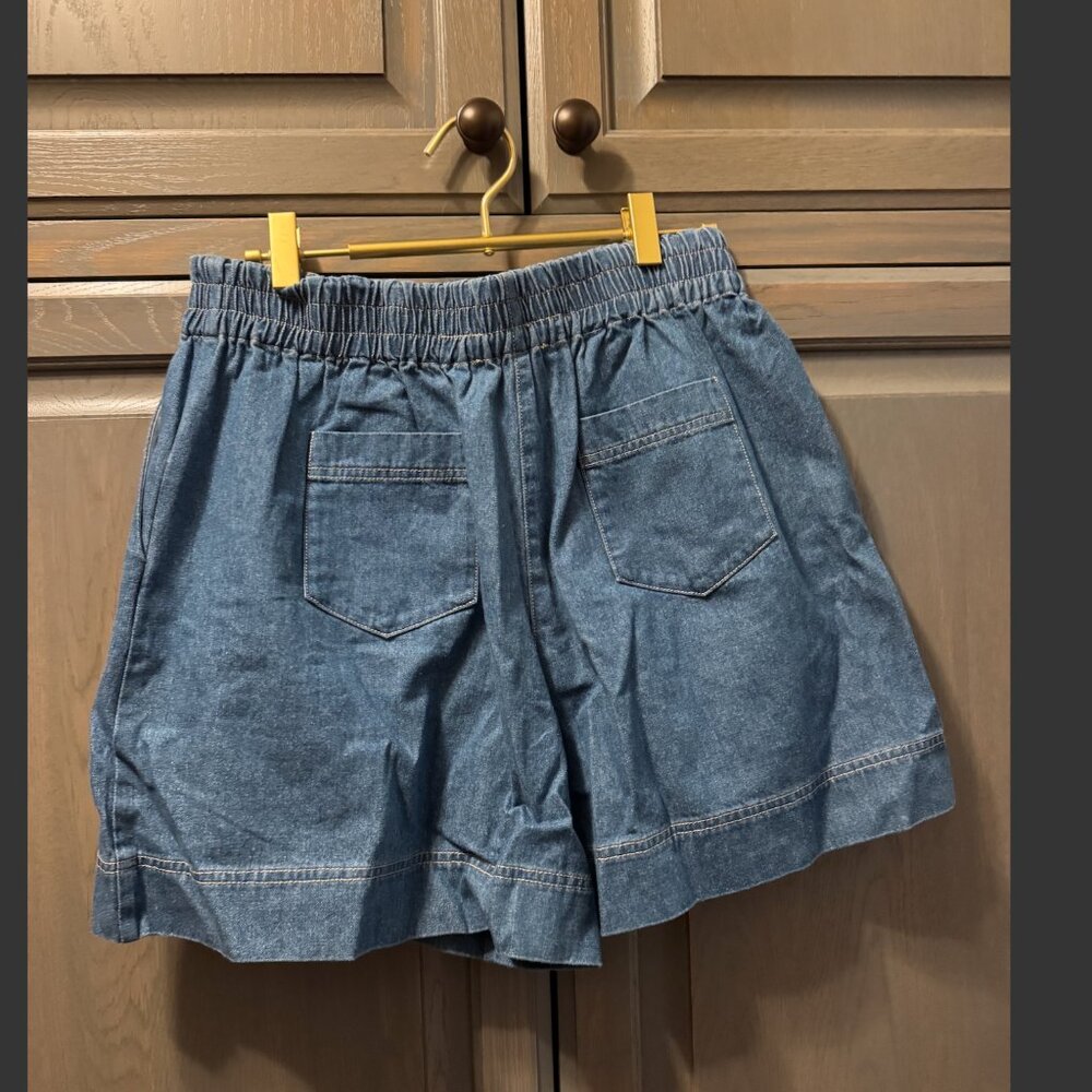 HUNTER BELL High Waist Denim Blue Shorts - Picture 2 of 7